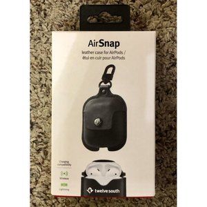 Twelve South AirSnap Leather Case for AirPods New Black Open Package